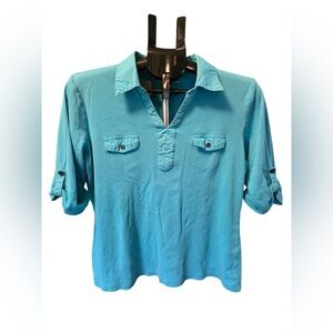 Karen Scott Gray Short Sleeve Utility Top | Size M